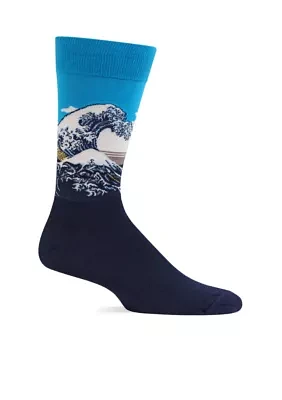 " Artist Series" Great Wave Crew Socks - Single Pair