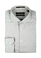 Men's Dobby Printed Spread Collar Button Down Shirt