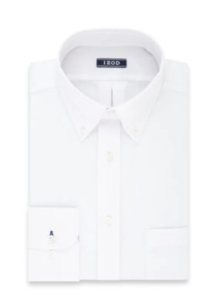 Regular Fit Long Lasting White All Over Stretch Dress Shirt