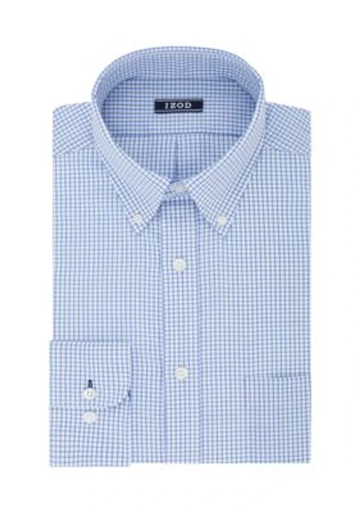 Big & Tall All-Over Checkered Print Stretch Shirt