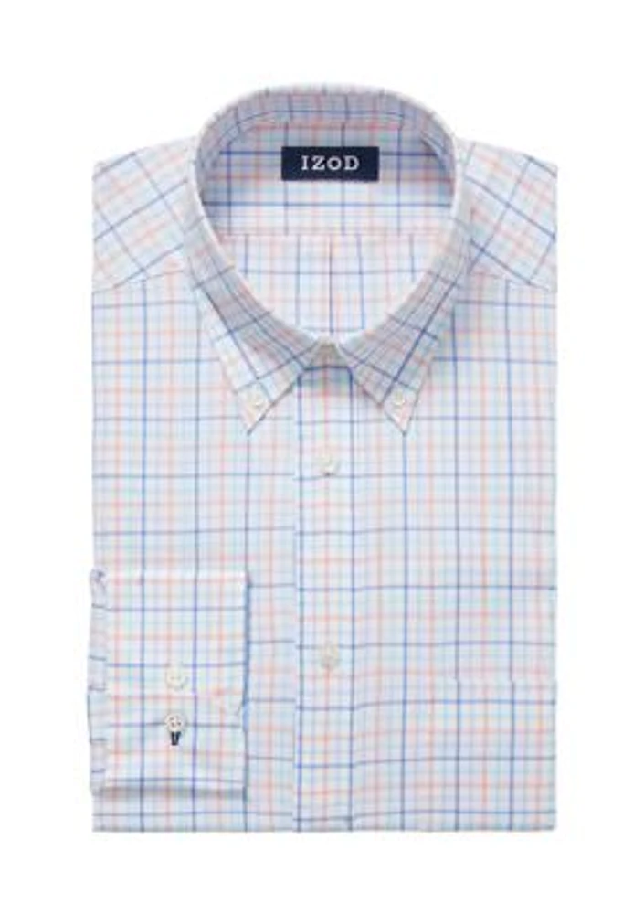 Men's Tall Plaid Regular Fit Stretch Dress Shirt