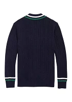 Men's Varsity Cable V-Neck Sweater