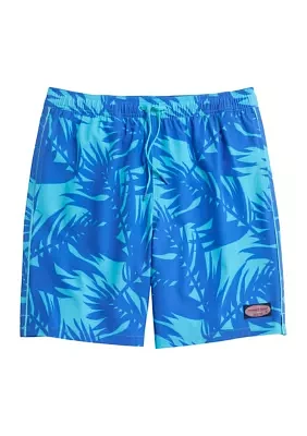 Printed Piped Swim Trunks