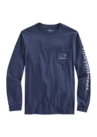 Men's Long Sleeve Vintage Whale Pocket T-Shirt