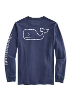 Men's Long Sleeve Vintage Whale Pocket T-Shirt