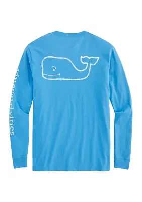 Two-Tone Vintage Whale Long-Sleeve Pocket T-Shirt