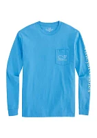 Two-Tone Vintage Whale Long-Sleeve Pocket T-Shirt