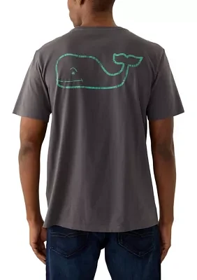 Men's Short Sleeve Two Tone Vintage Whale Pocket Graphic T-Shirt