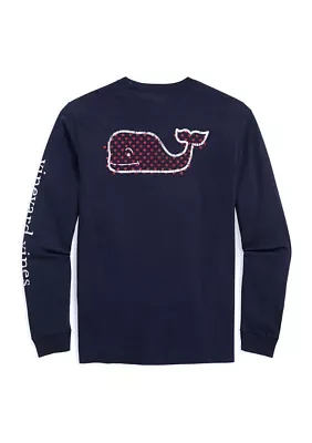 Men's Vintage Whale Hearts Long Sleeve Pocket T-Shirt