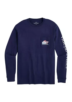 Men's Santa's List Whale Long Sleeve Graphic T-Shirt