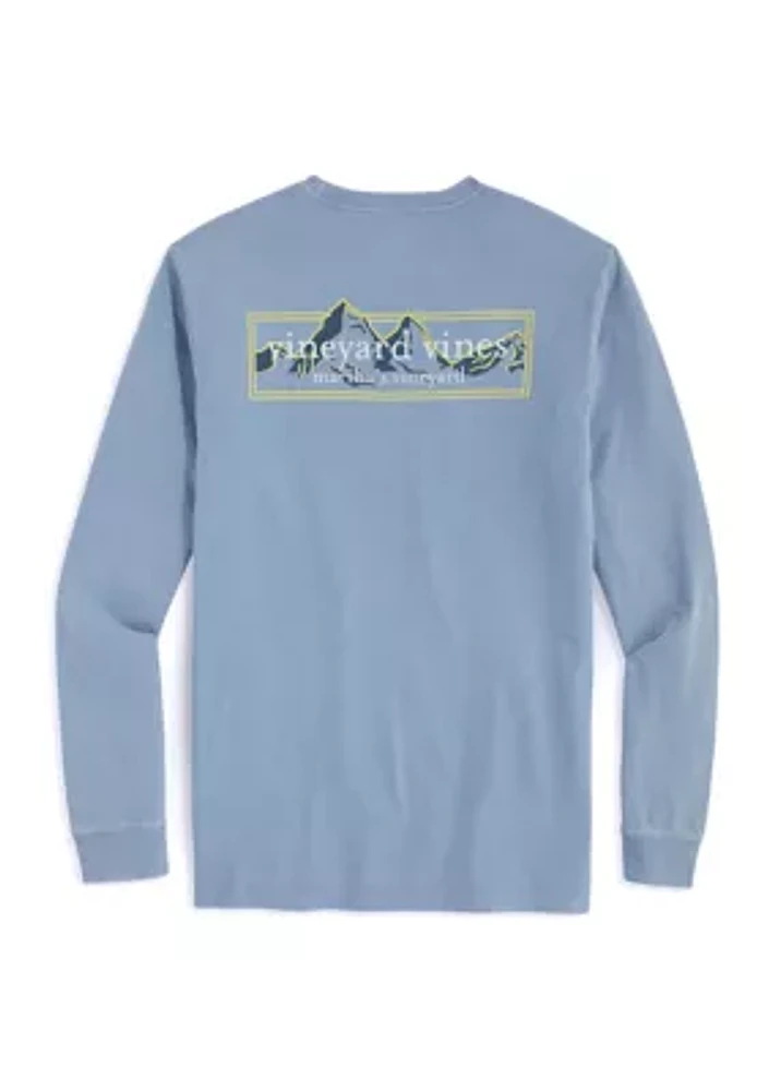 Men's Long Sleeve Mountain Box Logo Graphic T-Shirt