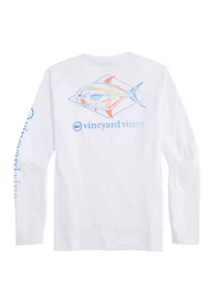 Men's Long Sleeve Painted Permit Fish Harbor Performance T-Shirt