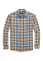 Men's Plaid Herringbone Flannel Work Shirt