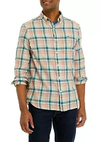 Men's Plaid Madras Whale Button Down Shirt