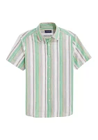 Awning Stripe Casual Short Sleeve Shirt