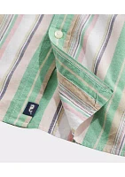 Awning Stripe Casual Short Sleeve Shirt