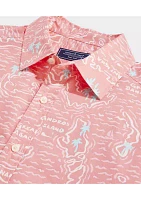 Island Maps Printed Casual Short Sleeve Shirt