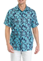 Men's Dockside Floral Printed Linen Short Sleeve Shirt