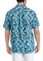 Men's Dockside Floral Printed Linen Short Sleeve Shirt