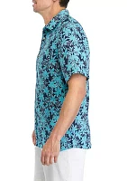 Men's Dockside Floral Printed Linen Short Sleeve Shirt