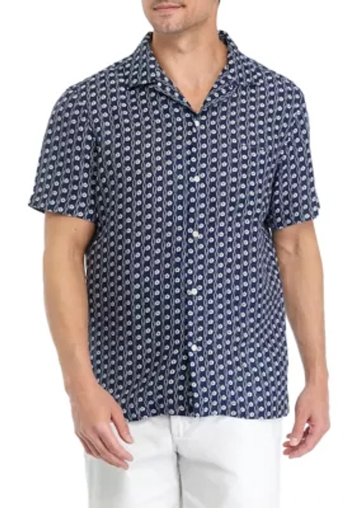 Men's Floral Border Short Sleeve Cabana Shirt