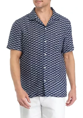 Men's Floral Border Short Sleeve Cabana Shirt