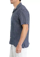 Men's Floral Border Short Sleeve Cabana Shirt