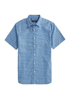 Men's Upstream Fish Madras Printed Short Sleeve Shirt