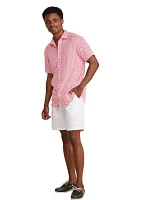 Men's Micro Lobster Printed Linen Short Sleeve Shirt