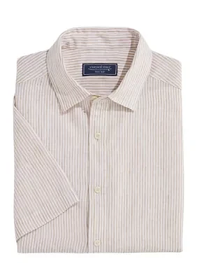 Linen Short-Sleeve Stripe Shirt