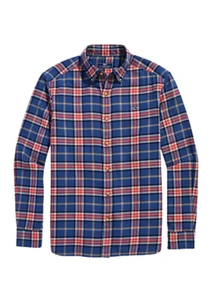 Men's Flannel Plaid Whale Shirt