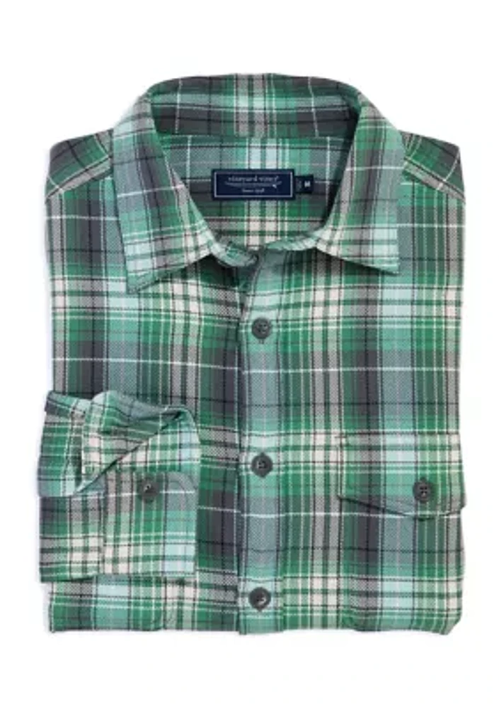 Men's Plaid Printed Midweight Twill Utility Shirt