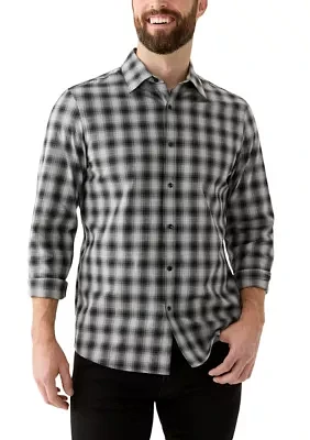 Men's Long Sleeve Classic Spread Shadow Plaid Shirt