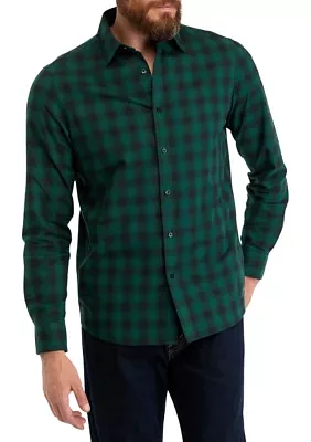 Men's Long Sleeve Classic Spread Shadow Plaid Shirt