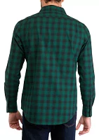 Men's Long Sleeve Classic Spread Shadow Plaid Shirt