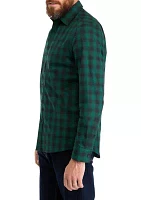 Men's Long Sleeve Classic Spread Shadow Plaid Shirt