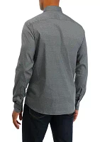 Men's Long Sleeve Woven Texture Geometric Print Shirt