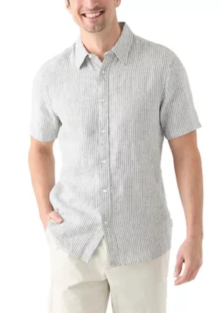 Short Sleeve Classic Linen Stripe Shirt