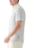 Short Sleeve Classic Linen Stripe Shirt