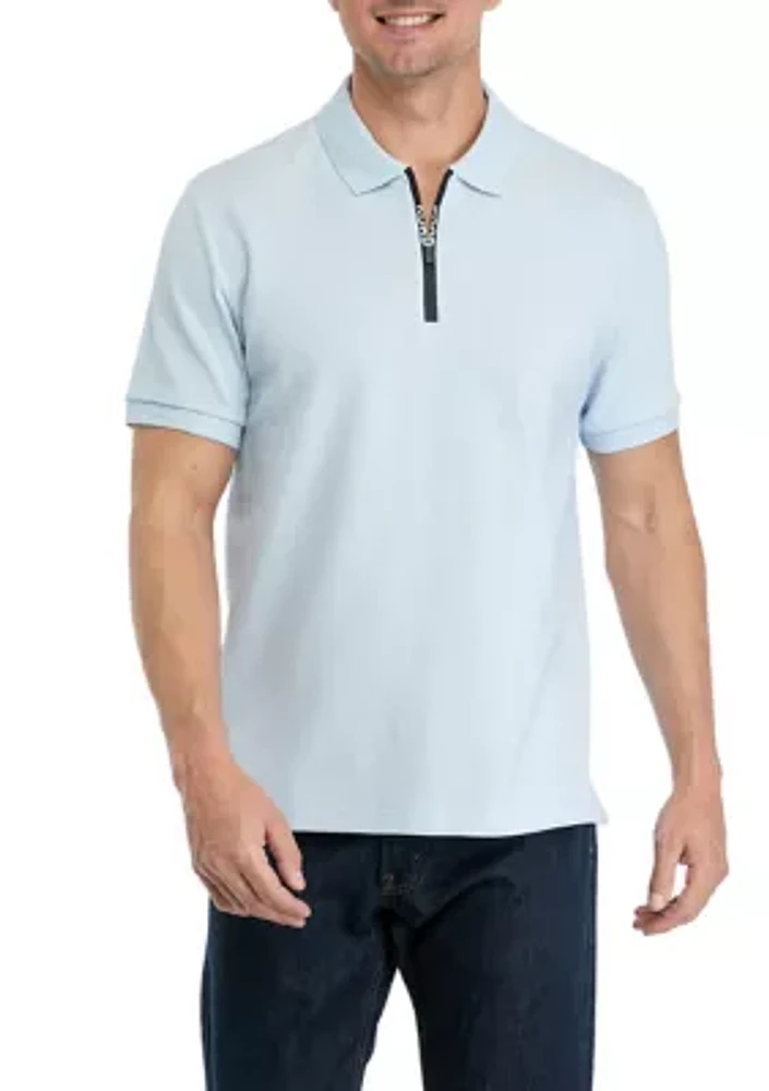 Zip Placket Polo Shirt