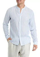 Band Stripe Long Sleeve Button Down Shirt