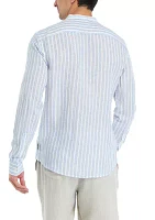 Band Stripe Long Sleeve Button Down Shirt