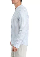 Band Stripe Long Sleeve Button Down Shirt