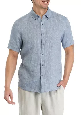 Yarn Dyed Short Sleeve Button Down Shirt