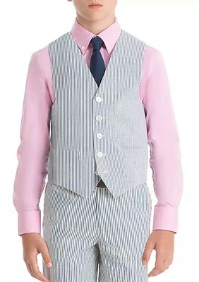 Boys 8-20 Blue Stripe Cotton Vest