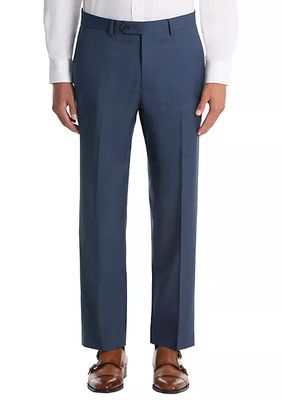 Blue Sharkskin Wool Straight Suit Separate Pants