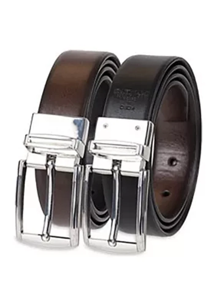 30 Millimeter Black/Brown Leather Belt