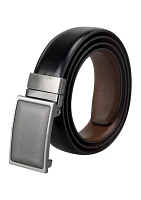 Two-in-One Reversible Stretch Belt with Plaque Compression Buckle