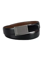 Two-in-One Reversible Stretch Belt with Plaque Compression Buckle