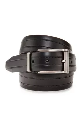 Reversible Leather Belt with Top Stitching